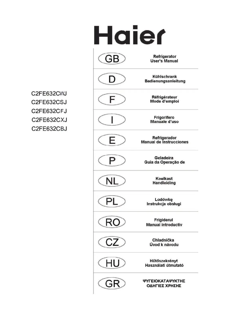 Page 1 de la notice Manuel utilisateur Haier C2FE632CWJ