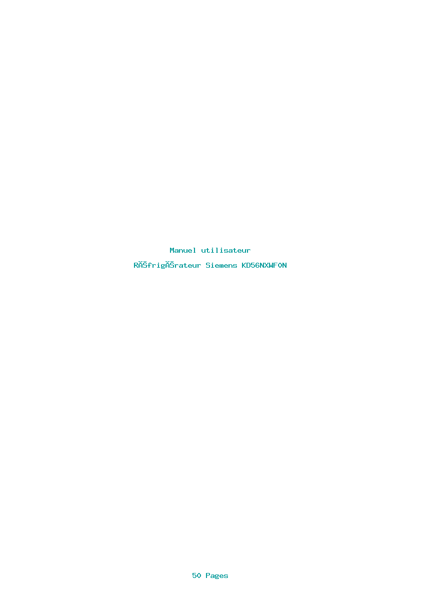 Page 1 de la notice Manuel utilisateur Siemens KD56NXWF0N