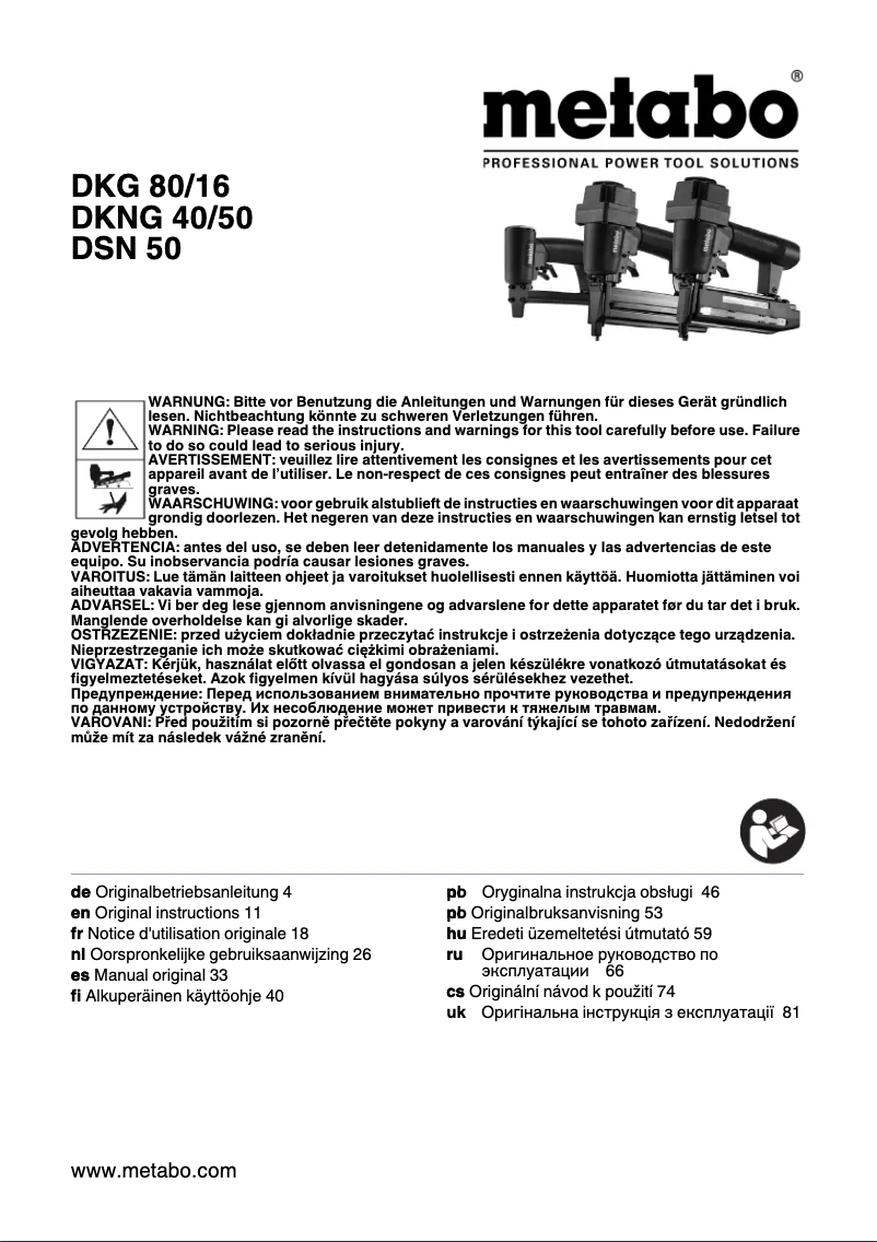 Page 1 de la notice Manuel utilisateur Metabo DSN 50