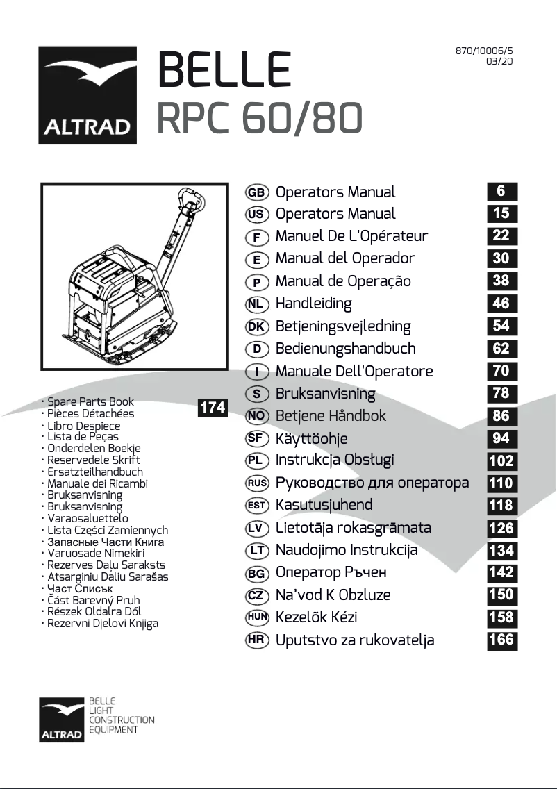 Page 1 of the manual User Manual Altrad BELLE RPC 60/80D