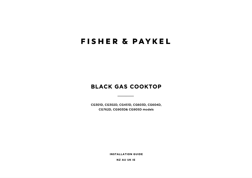 Página 1 del manual Guía de instalación Fisher & Paykel CG603DLPGB4