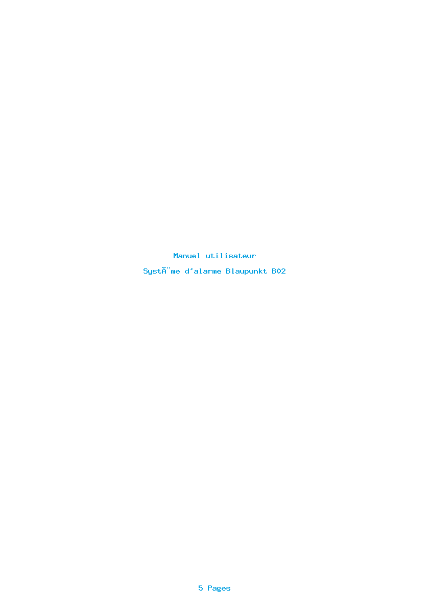 Page 1 de la notice Manuel utilisateur Blaupunkt B02