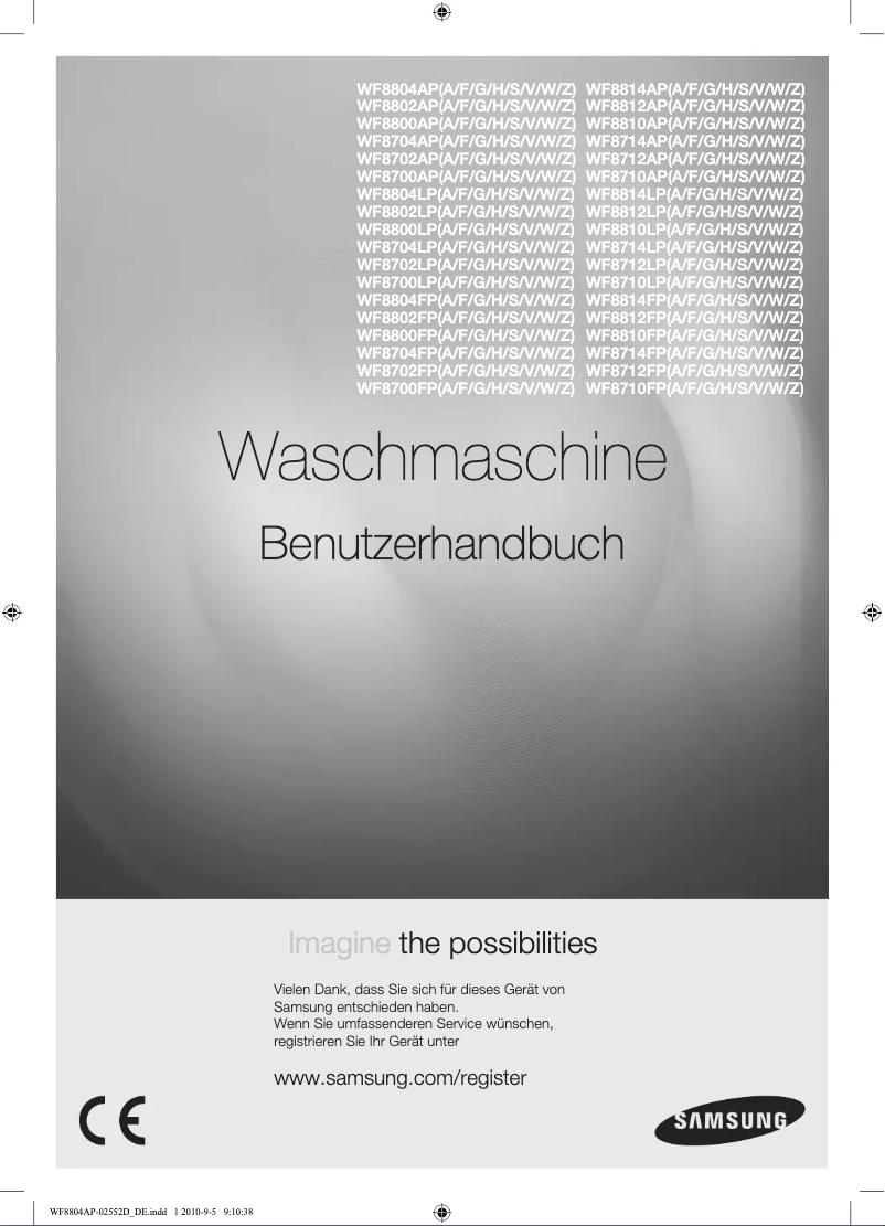 Page 1 de la notice Manuel utilisateur Samsung WF 8814