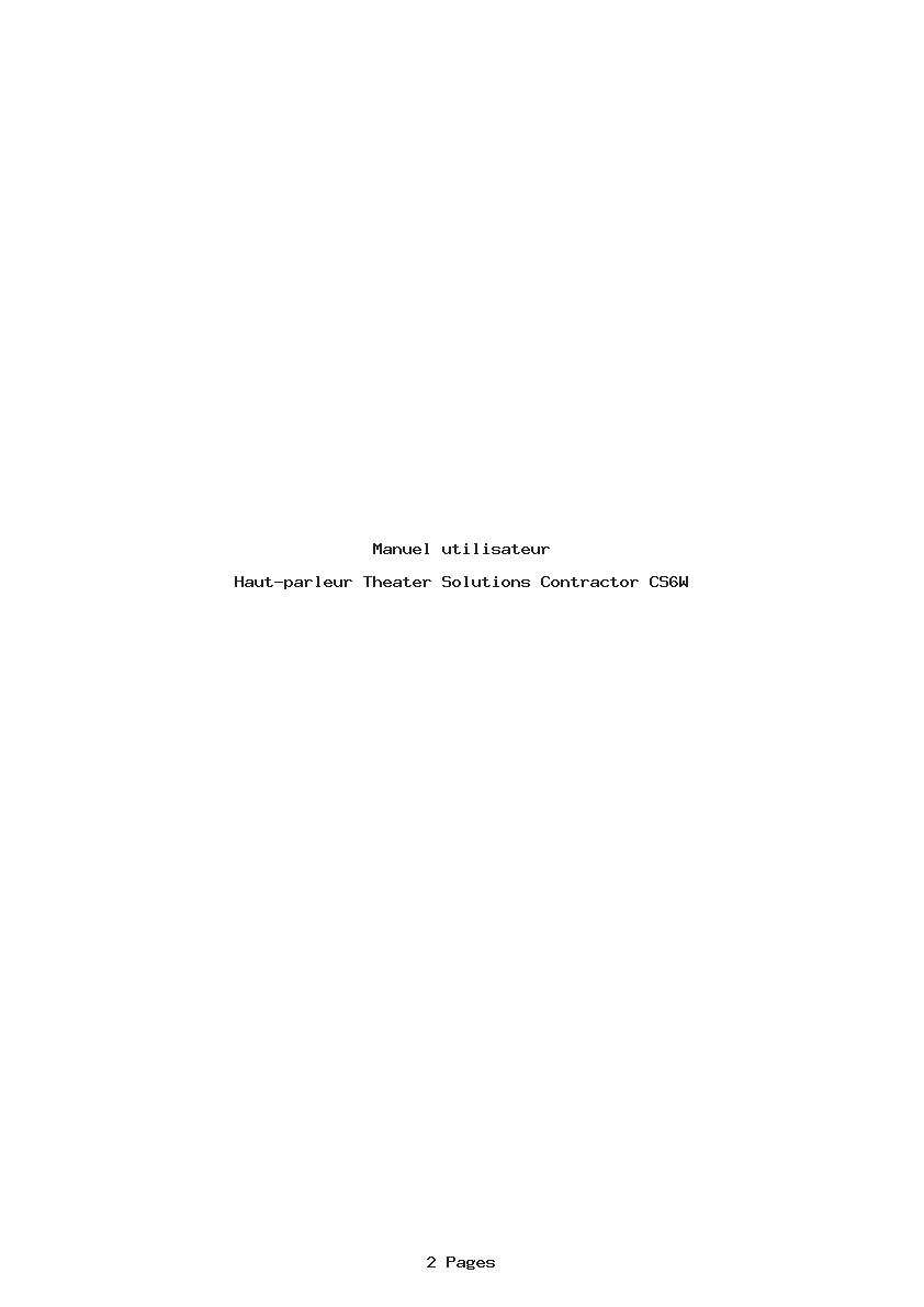 Page 1 de la notice Manuel utilisateur Theater Solutions Contractor CS6W
