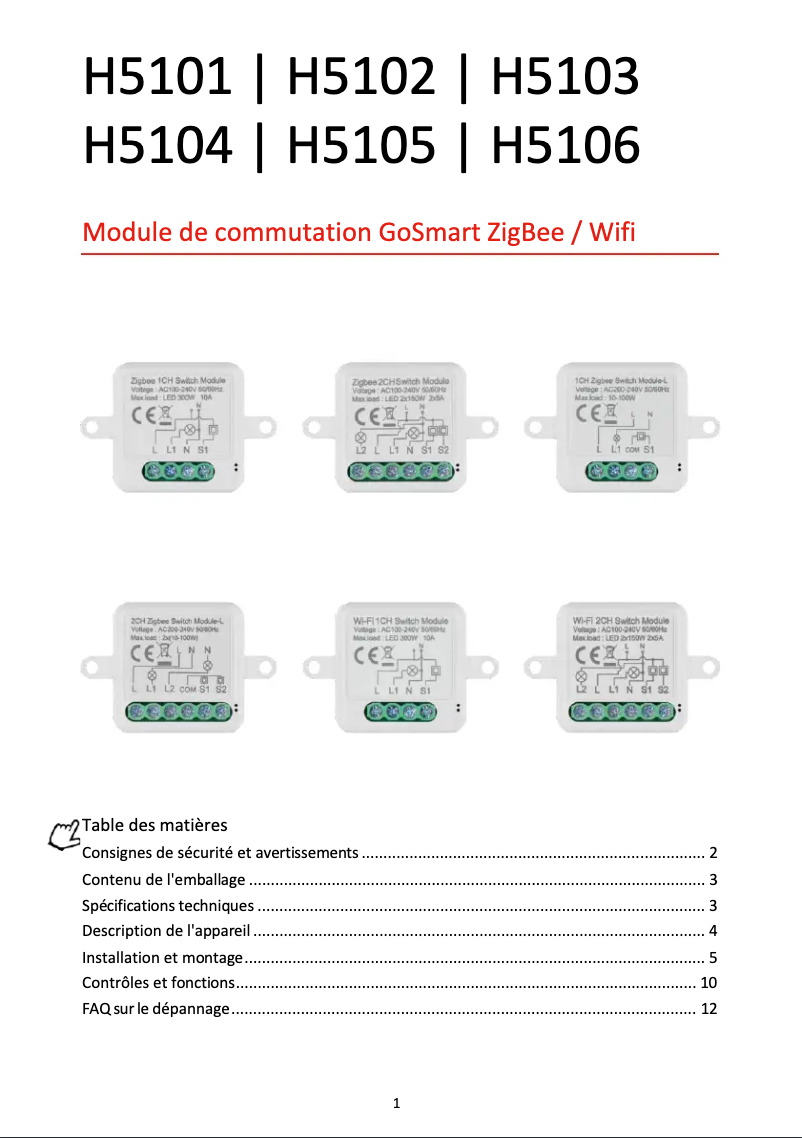 Page 1 de la notice Manuel utilisateur Emos H5106