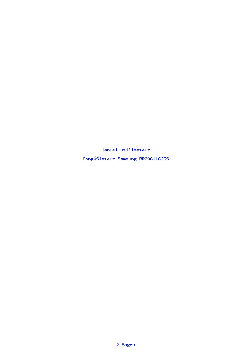 Page 1 de la notice Manuel utilisateur Samsung RR20C11C2GS