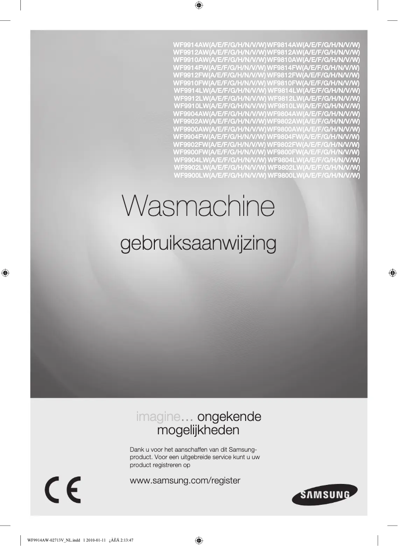 Page 1 de la notice Manuel utilisateur Samsung WF9802AW