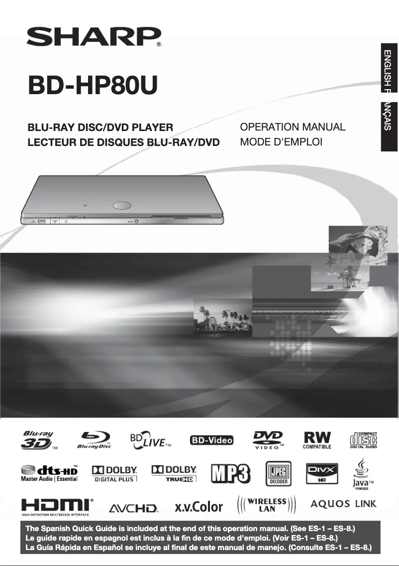Página 1 del manual Manual de usuario Sharp BD-HP80U