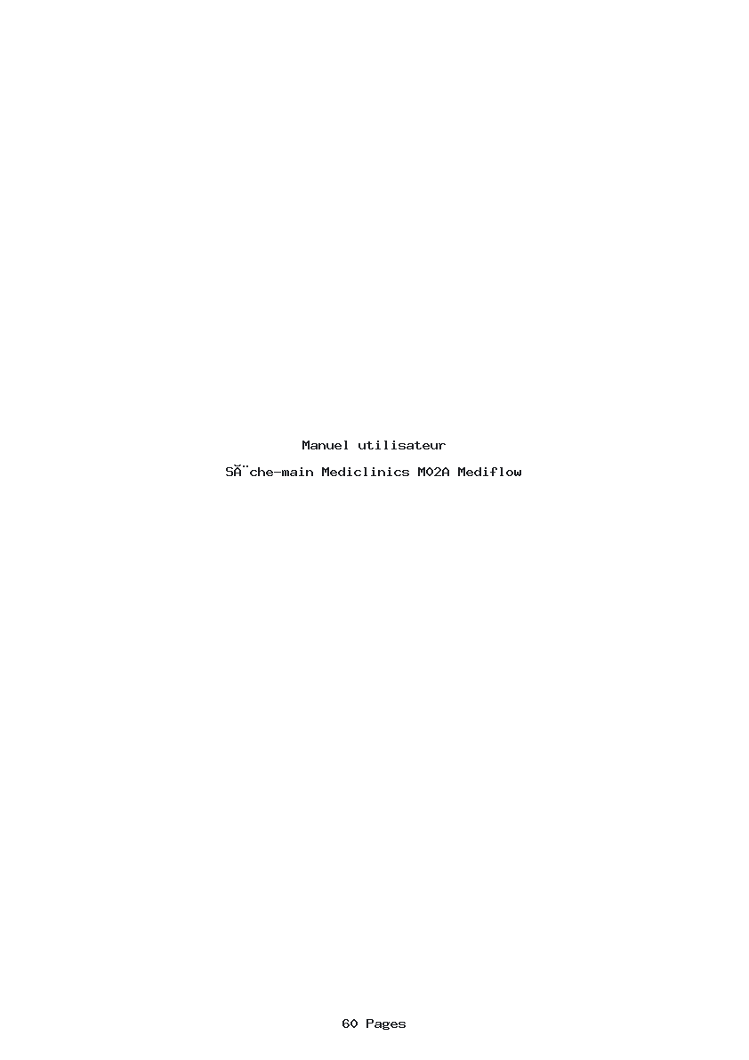 Page 1 de la notice Manuel utilisateur Mediclinics M02A Mediflow