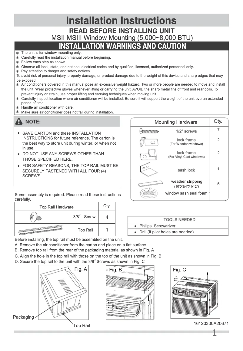 Page 1 de la notice Guide d'installation Frigidaire FHWW103WB1