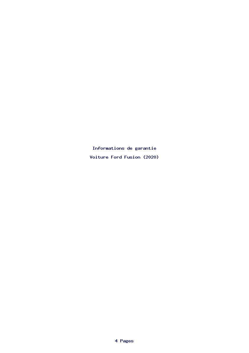 Page 1 de la notice Informations de garantie Ford Fusion (2020)