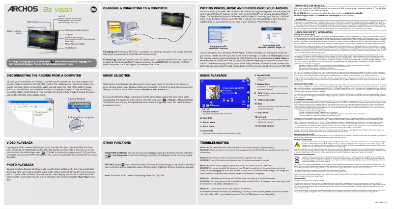 Page 1 de la notice Manuel utilisateur Archos 35 Vision
