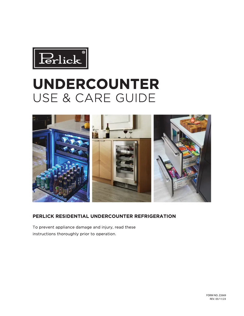 Page 1 de la notice Manuel utilisateur Perlick HP15BM-4