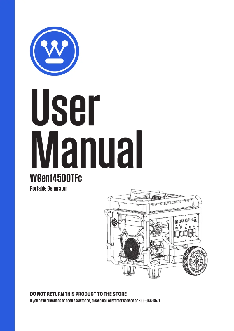 Page 1 de la notice Manuel utilisateur Westinghouse WGen14500TFc