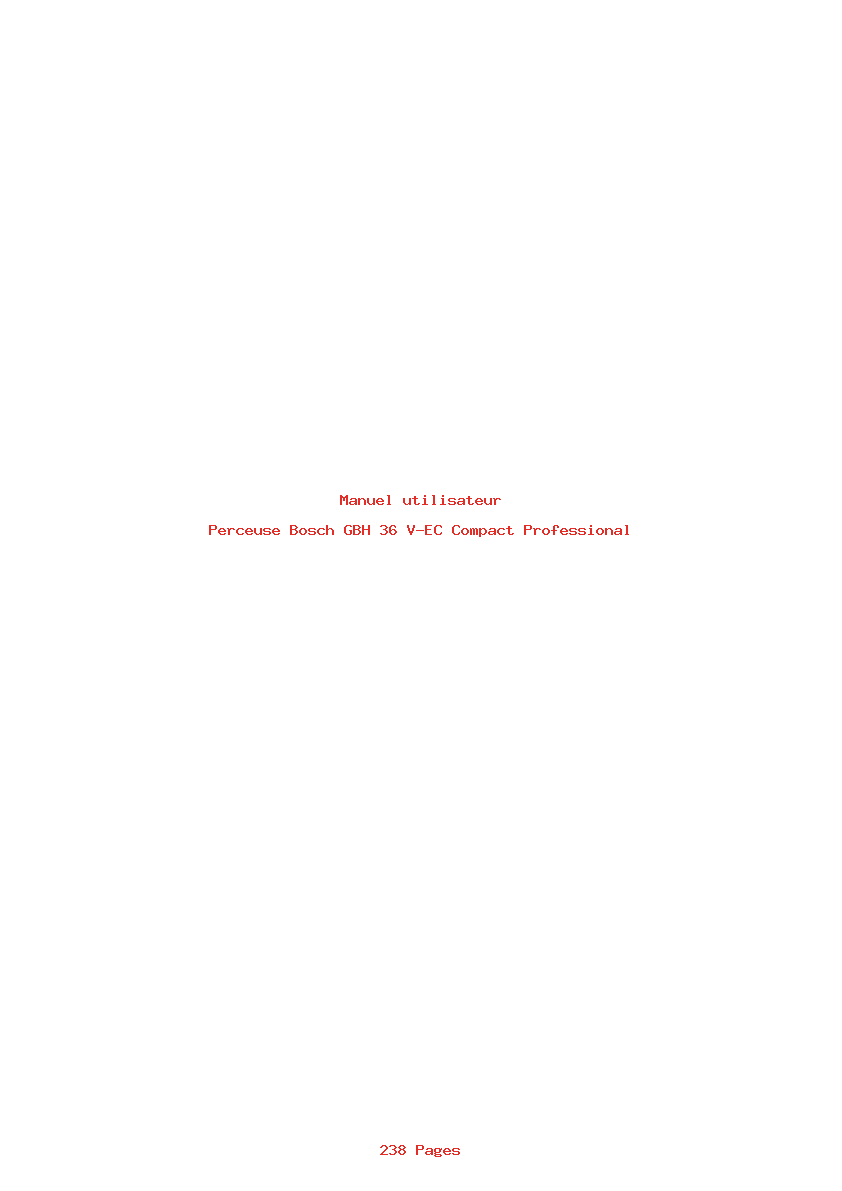 Page 1 de la notice Manuel utilisateur Bosch GBH 36 V-EC Compact Professional