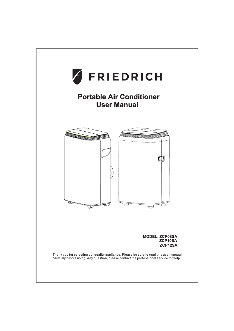 Page 1 de la notice Manuel utilisateur Friedrich ZCP12SA