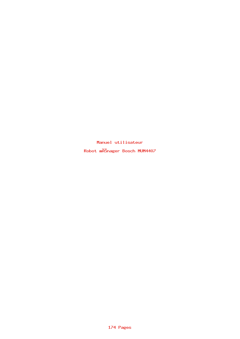 Page 1 de la notice Manuel utilisateur Bosch MUM4407