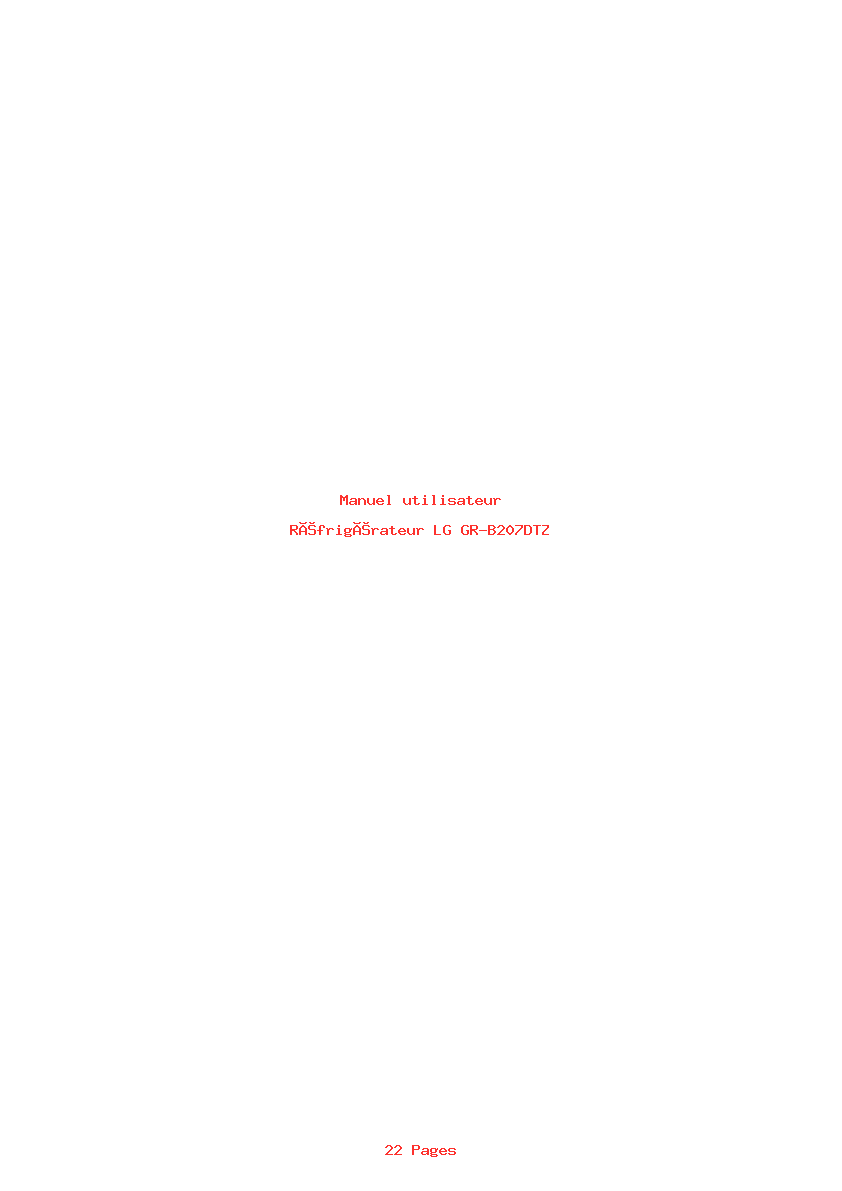 Page 1 de la notice Manuel utilisateur LG GR-B207DTZ