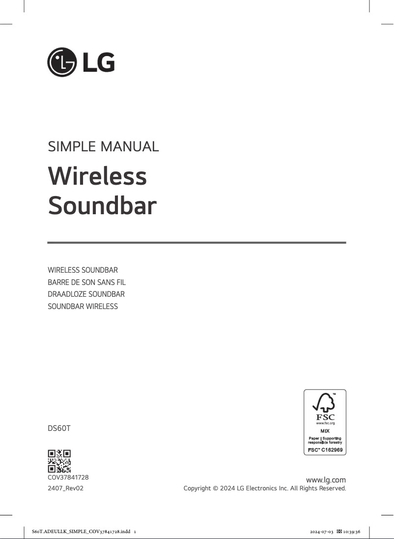 Page 1 de la notice Manuel utilisateur LG DS60T