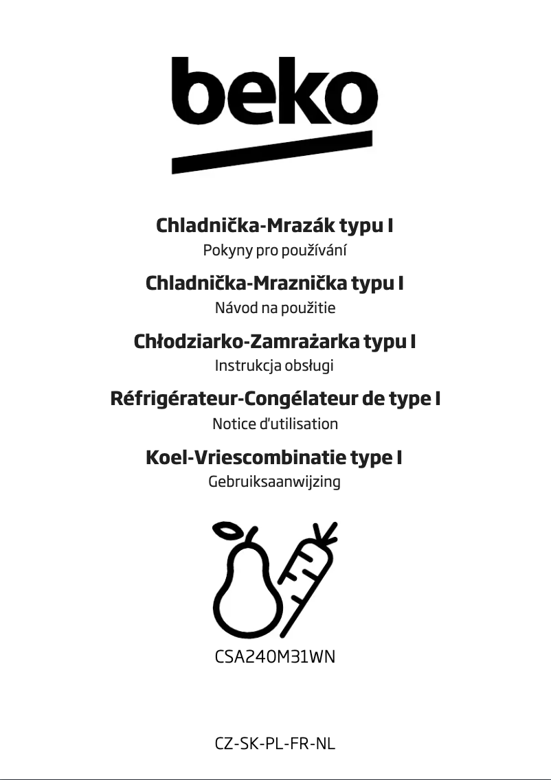 Page 1 de la notice Manuel utilisateur Beko CSA240M31WN