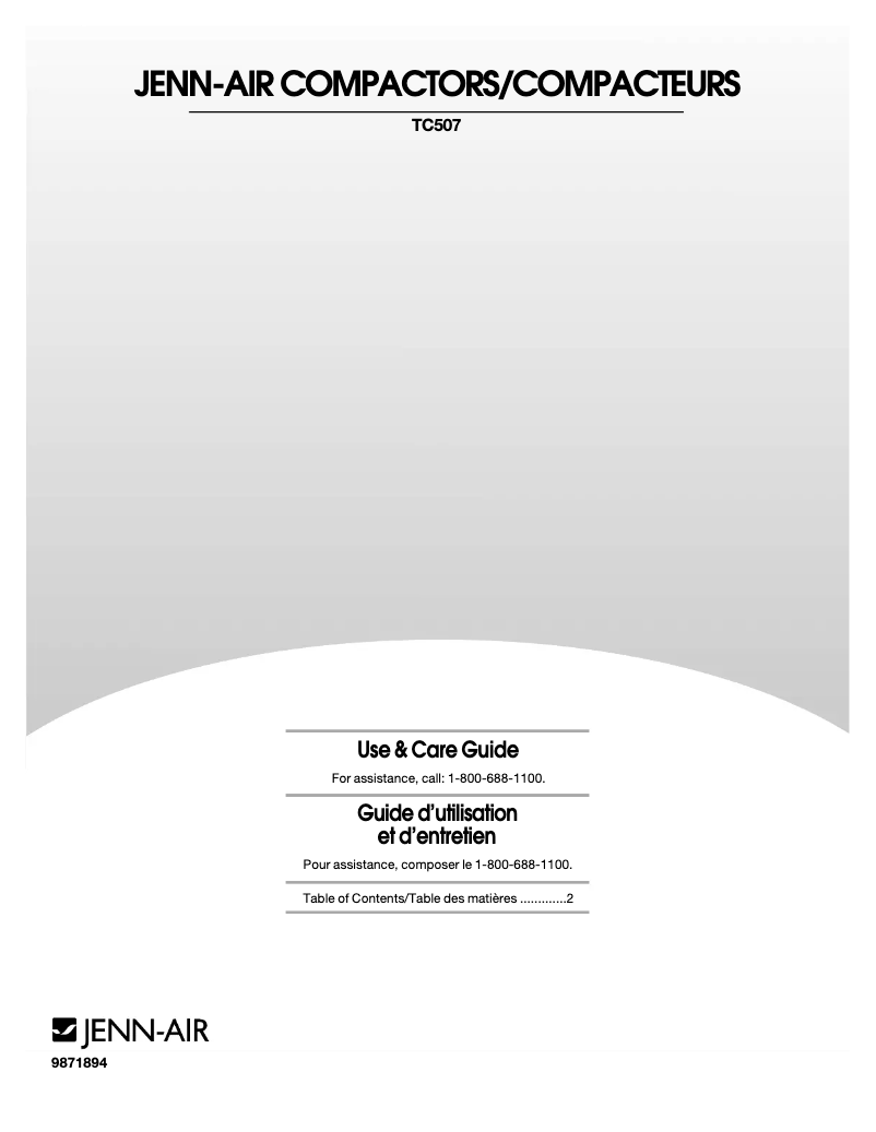 Page 1 de la notice Manuel utilisateur Jenn-Air TC507
