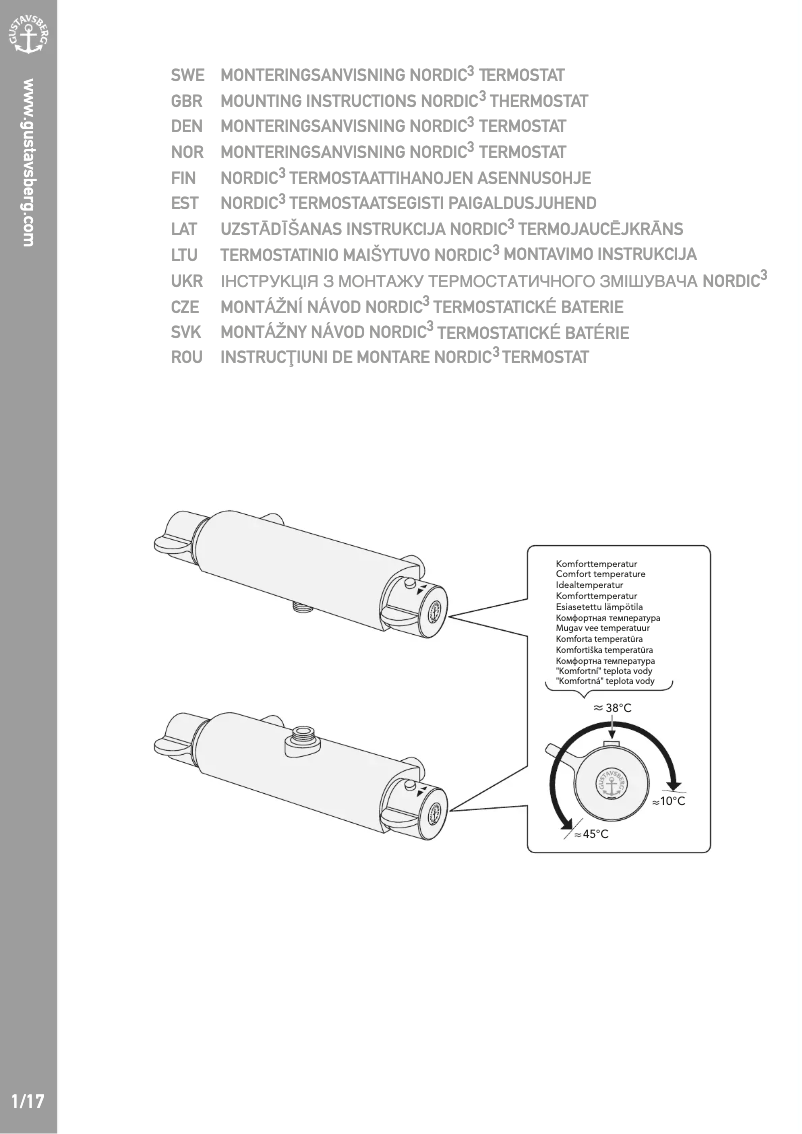 Page 1 de la notice Instructions / montage Gustavsberg Nordic³