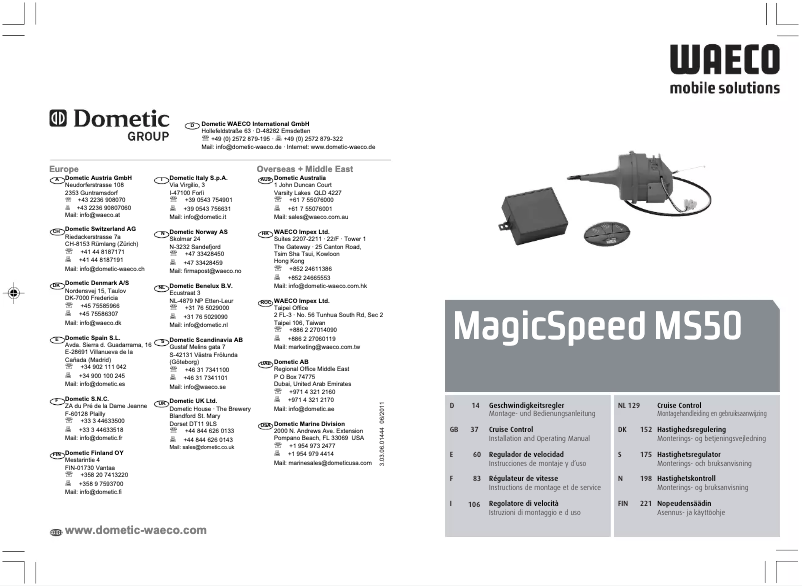 Page 1 de la notice Manuel utilisateur Waeco MagicSpeed MS50
