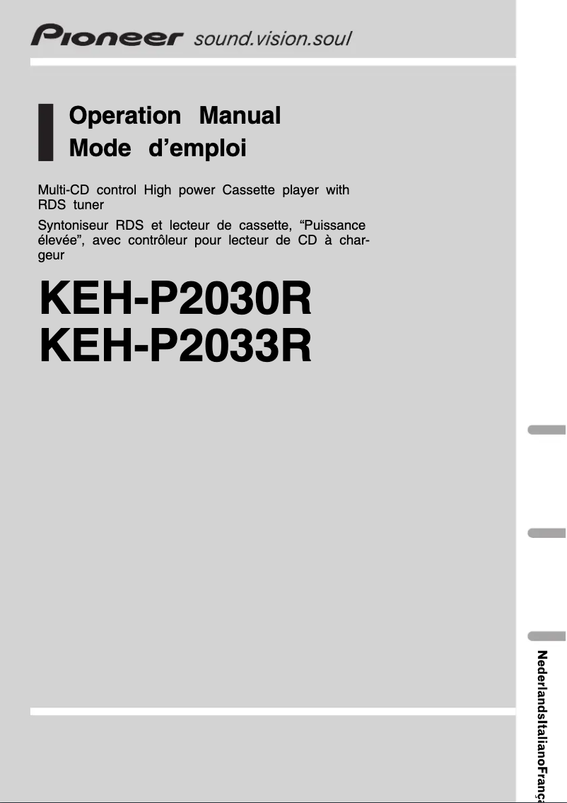 Page 1 of the manual User Manual Pioneer KEH-P2033R