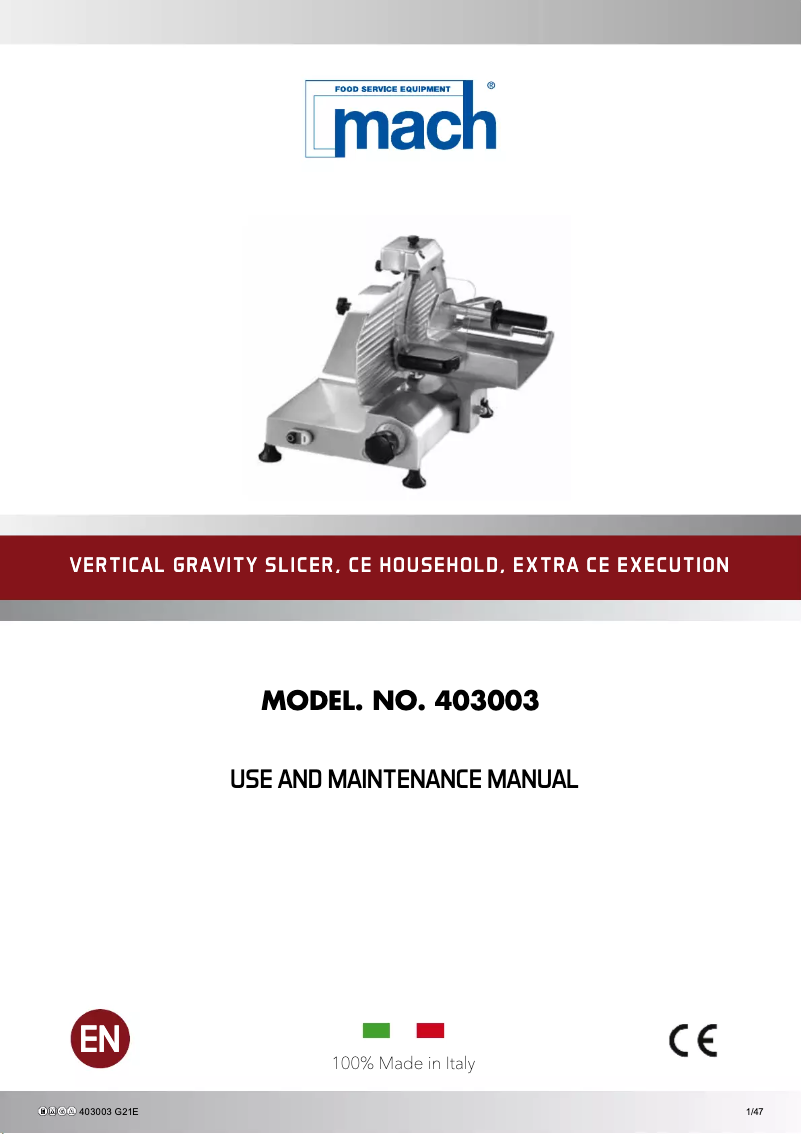 Page 1 de la notice Manuel utilisateur Mach 403003