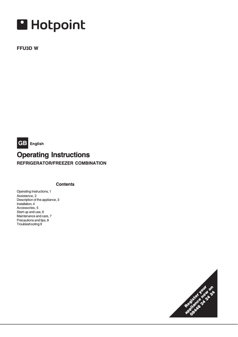 Página 1 del manual Manual de instrucciones Hotpoint FFU3D.1 K