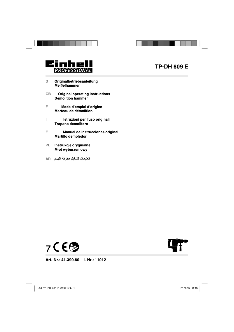 Page 1 de la notice Manuel utilisateur Einhell TP-DH 609 E
