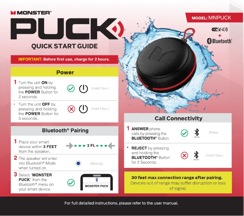 Image de la première page du manuel de l'appareil Puck