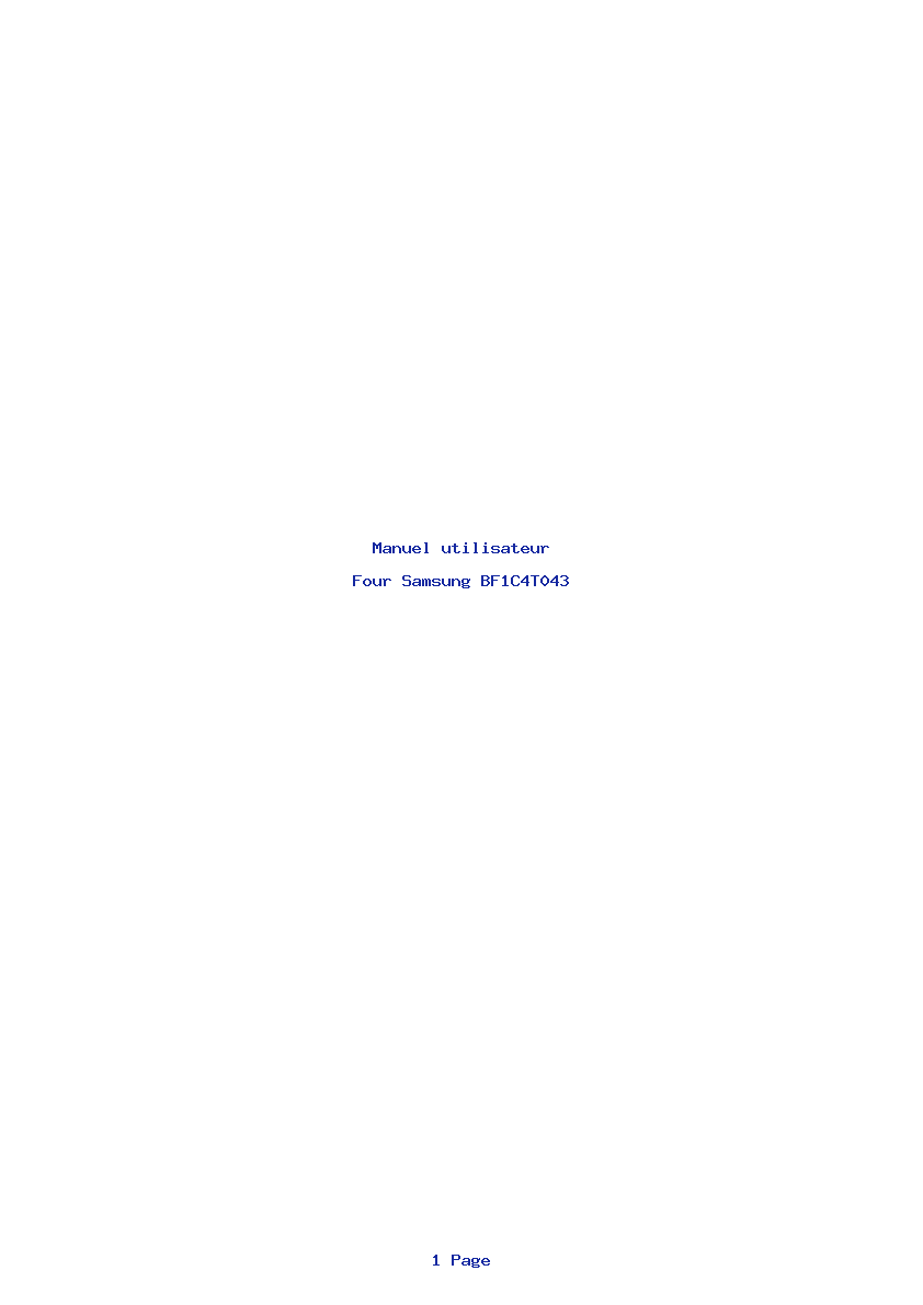 Page 1 de la notice Manuel utilisateur Samsung BF1C4T043