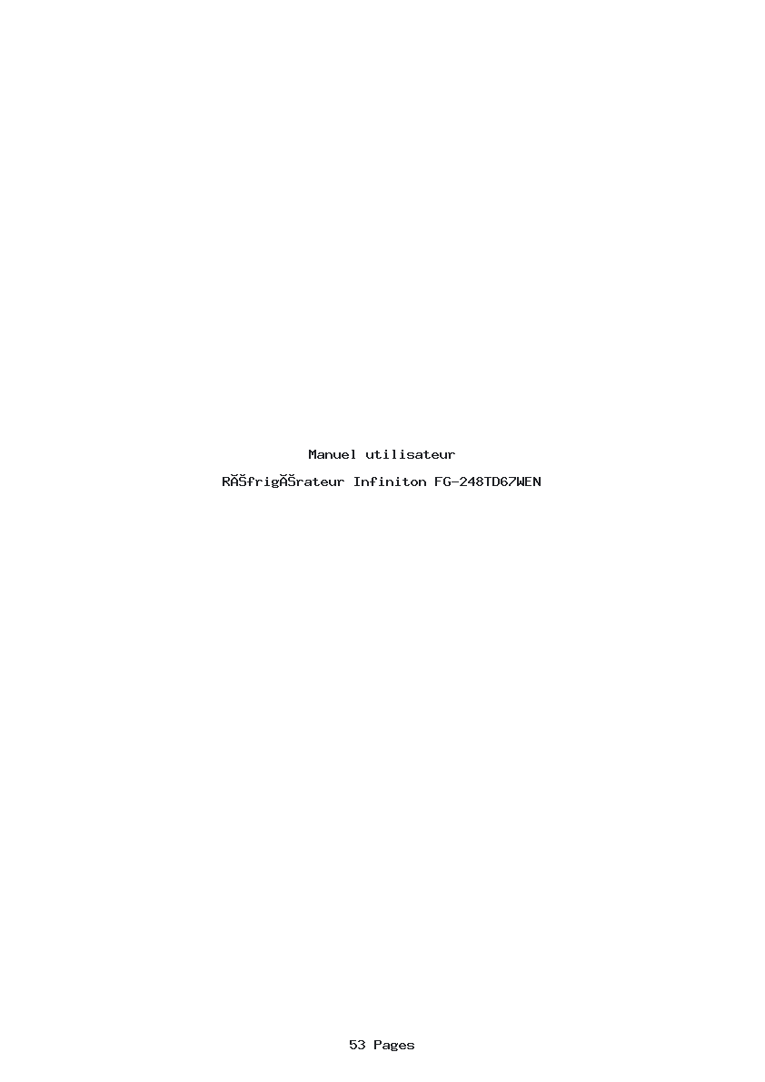Page 1 de la notice Manuel utilisateur Infiniton FG-248TD67WEN