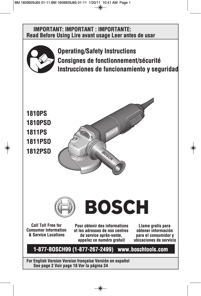 Page 1 de la notice Manuel utilisateur Bosch 1812PSD