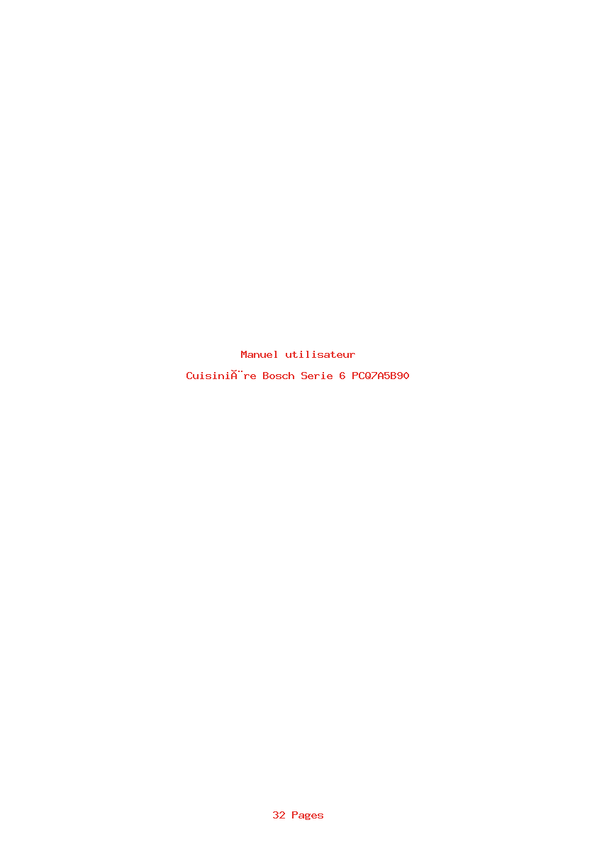 Page 1 de la notice Manuel utilisateur Bosch Serie 6 PCQ7A5B90