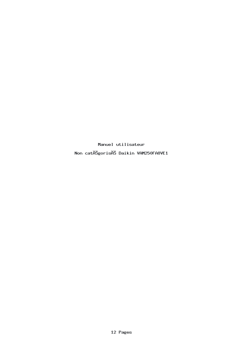 Page 1 de la notice Manuel utilisateur Daikin VAM250FA8VE1