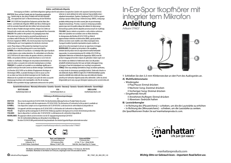 Page 1 de la notice Manuel utilisateur Manhattan 179607