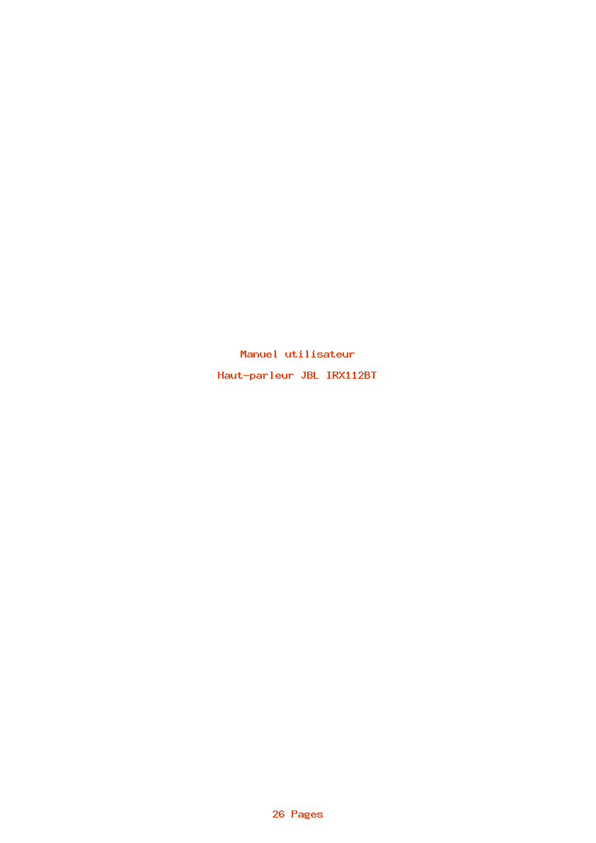 Page 1 de la notice Manuel utilisateur JBL IRX112BT