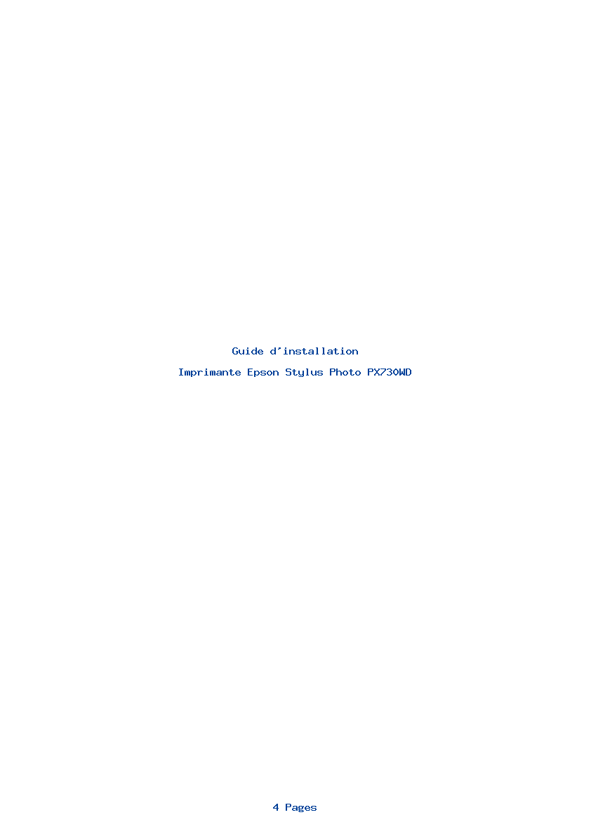 Page 1 de la notice Guide d'installation Epson Stylus Photo PX730WD