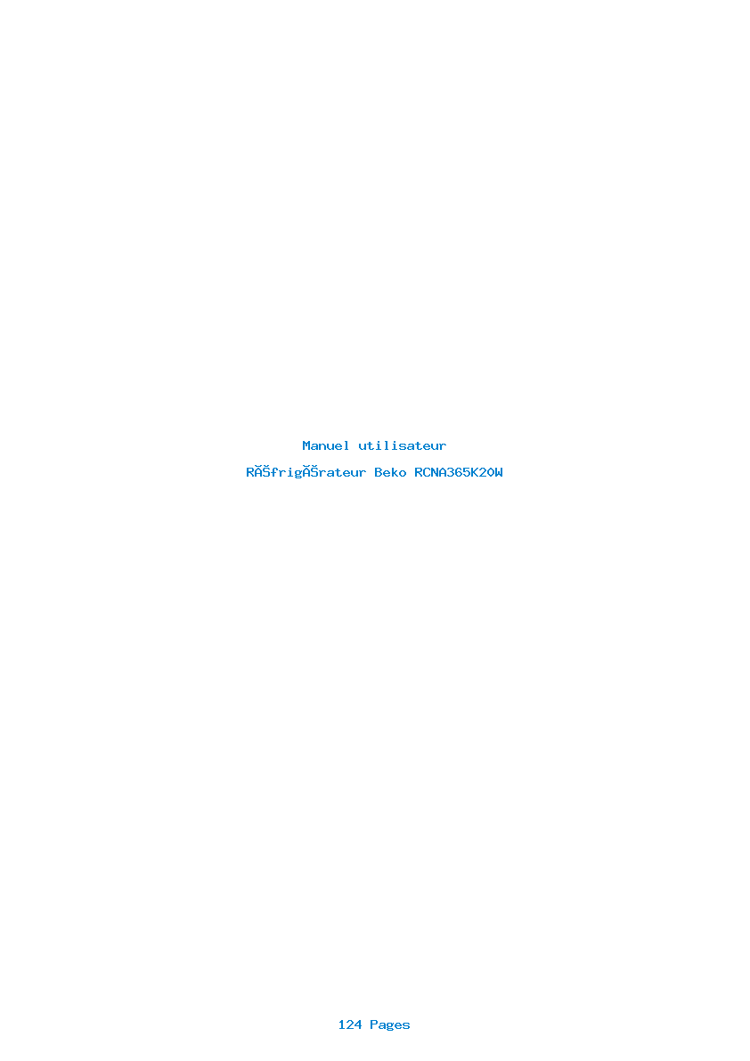 Page 1 de la notice Manuel utilisateur Beko RCNA365K20W