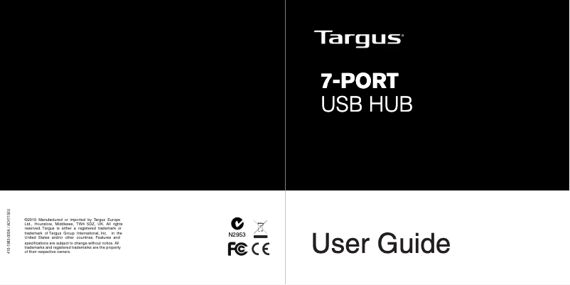 Page 1 de la notice Manuel utilisateur Targus ACH115EU