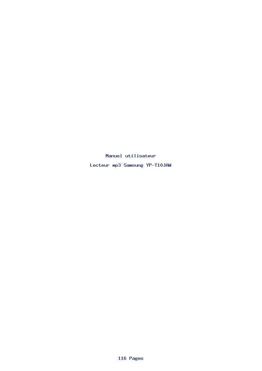 Page 1 de la notice Manuel utilisateur Samsung YP-T10JAW