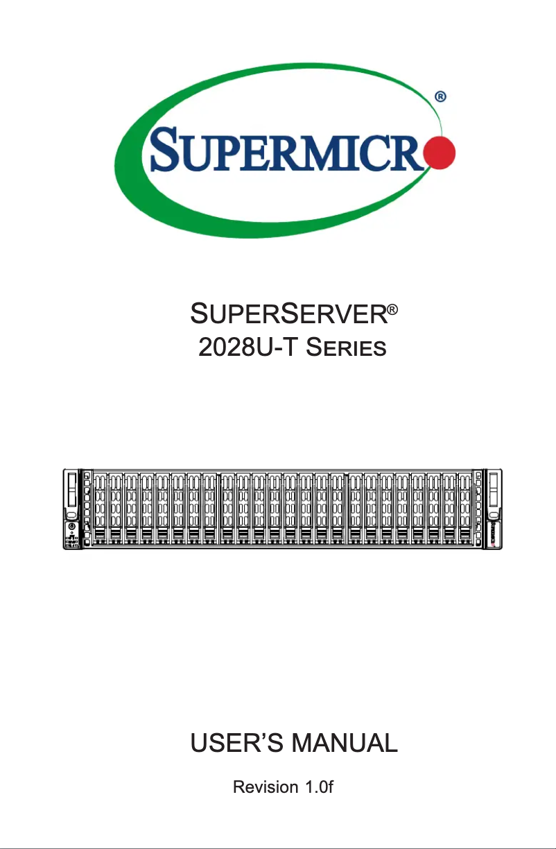 Page 1 de la notice Manuel utilisateur Supermicro SuperServer 2028U-TRTP+