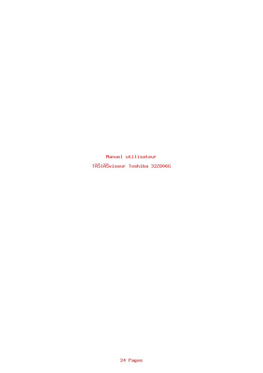 Page 1 de la notice Manuel utilisateur Toshiba 32ZD06G