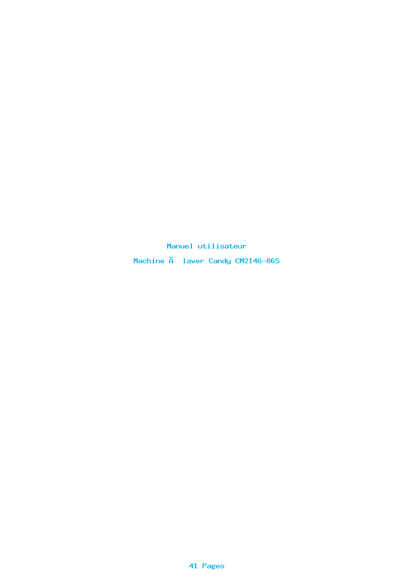 Page 1 de la notice Manuel utilisateur Candy CM2146-86S