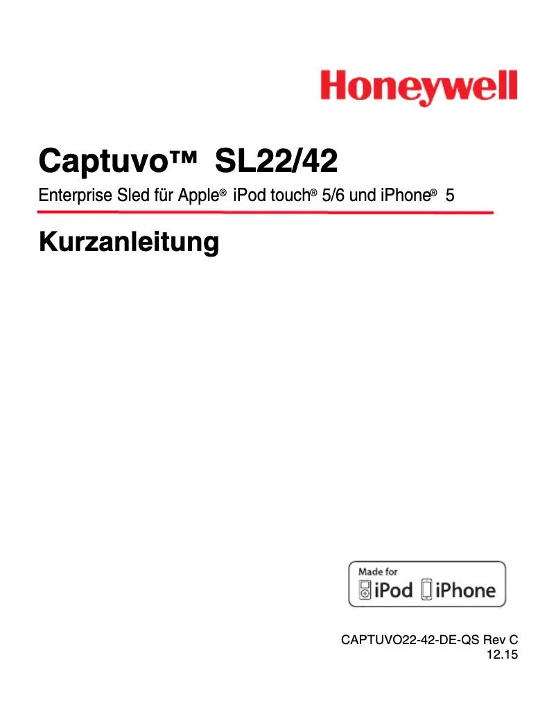Page 1 de la notice Manuel utilisateur Honeywell Captuvo SL22 Enterprise Sled