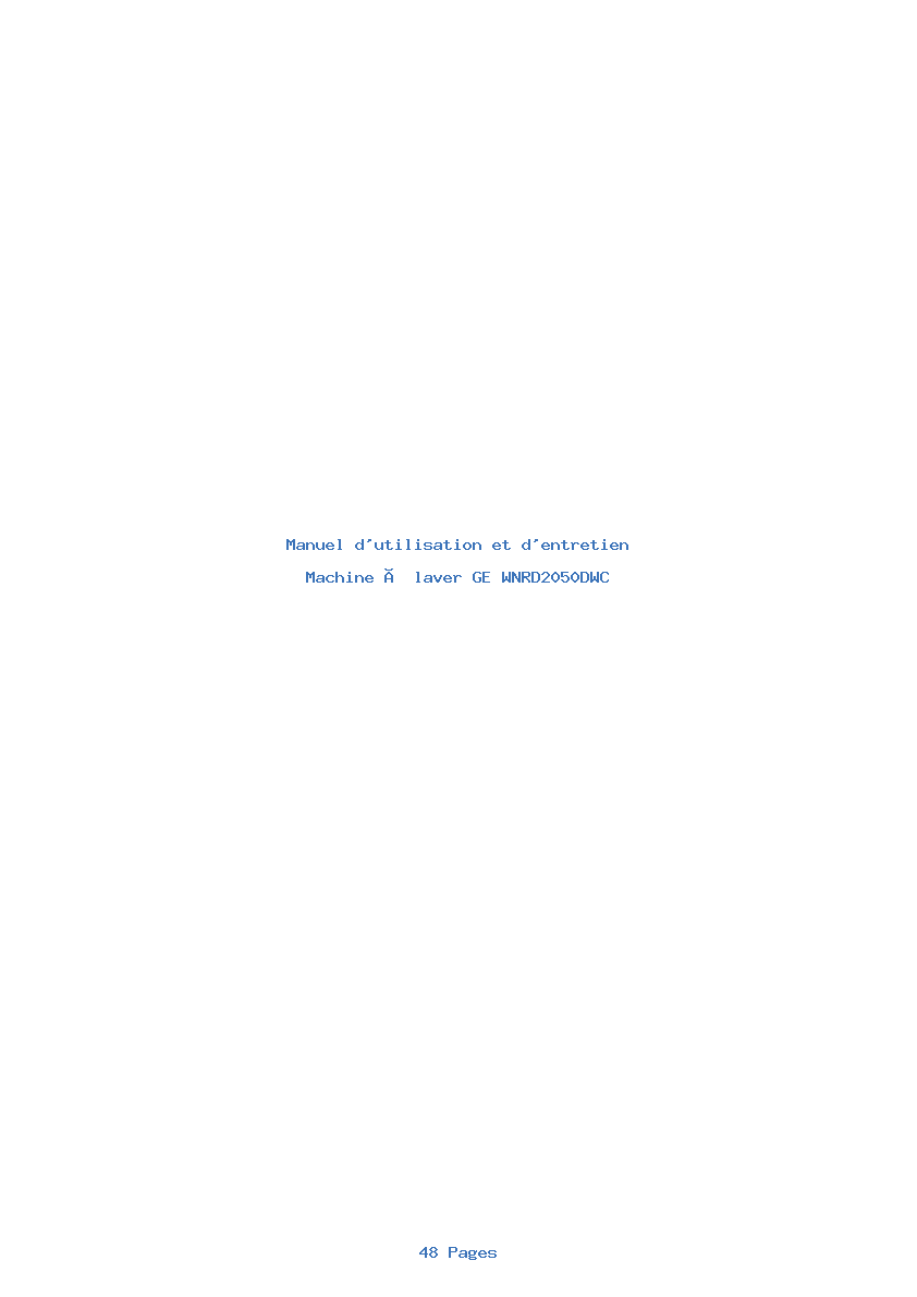Image de la première page du manuel de l'appareil WNRD2050DWC
