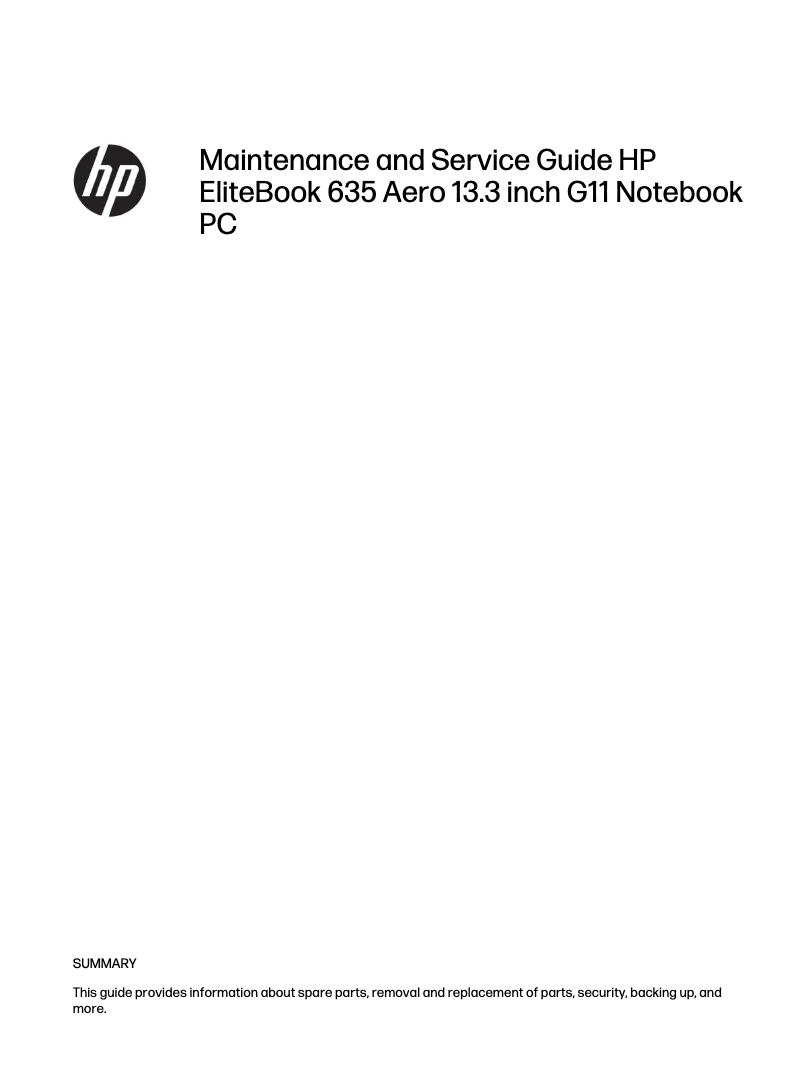 Page 1 de la notice Manuel utilisateur HP EliteBook 635 G11