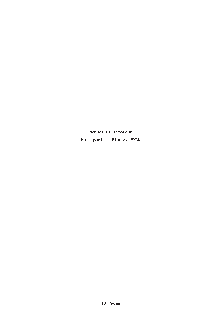 Page 1 de la notice Manuel utilisateur Fluance SX6W